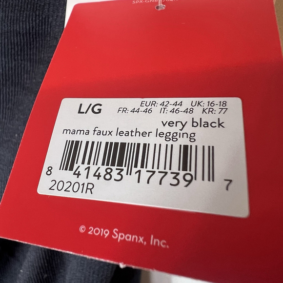 Spanx Mama Maternity Faux Leather High Waisted Leggings Very Black L Stretch - Picture 11 of 12